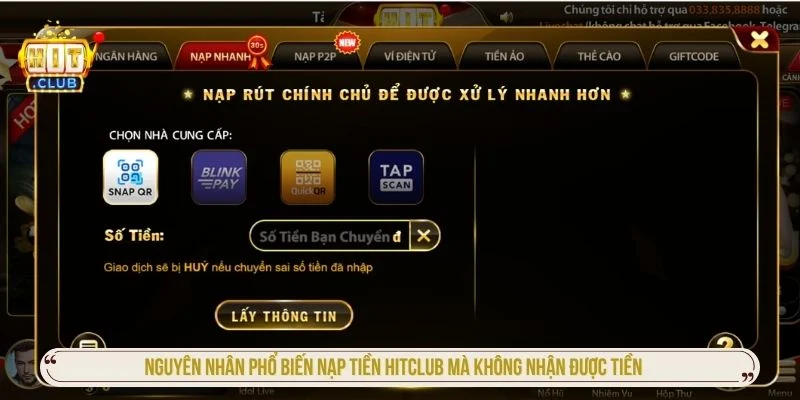 Nạp Tiền Hitclub Mà Không Nhận Được Tiền: Nguyên Nhân & Cách Xử Lý Nạp tiền Hitclub mà không nhận được tiền có thể do nhiều nguyên nhân